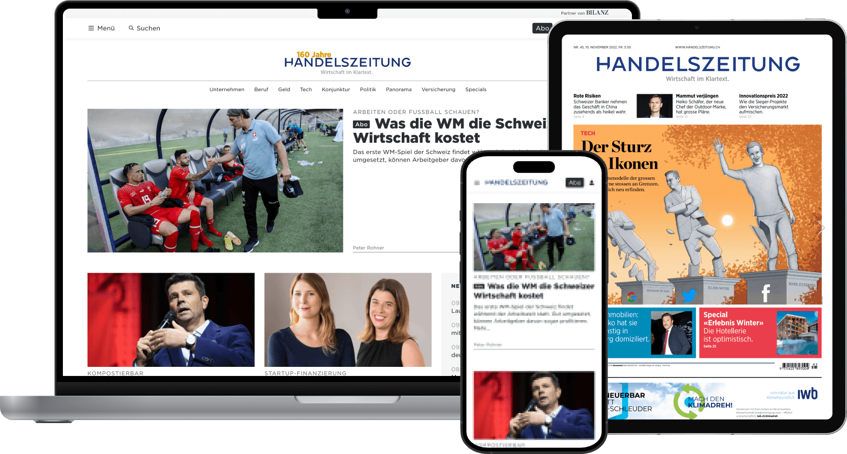 Digital Angebot | HZ <h2>Handelszeitung Digital und Print</h2>
<p> </p>
<p>Die 1861 gegründete Handelszeitung ist die führende Wirtschaftszeitung der Schweiz. Ein hochqualifiziertes Team von Redaktorinnen und Redaktoren berichtet täglich digital und in der wöchentlich erscheinenden Zeitung über die wichtigsten Entwicklungen aus der Schweizer Wirtschaft und über die entscheidenden Vorgänge in Unternehmen, im Management, auf den Märkten und in der Politik weltweit. Es finden sich vertiefende Analysen und Kommentare und Entscheidungsträgerinnen und Entscheidungsträger kommen in Interviews und Kolumnen selbst zu Wort. Wer die Handelszeitung liest, kann in Wirtschaftsthemen mitreden. Sie bietet den Service, der ihre Leserinnen und Leser in ihrem anspruchsvollen Arbeitsalltag weiterbringt.</p>